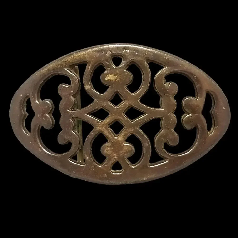 Vintage Belt Buckle Solid Brass Women Abstract Celtic Hippie Goth Made In Taiwan